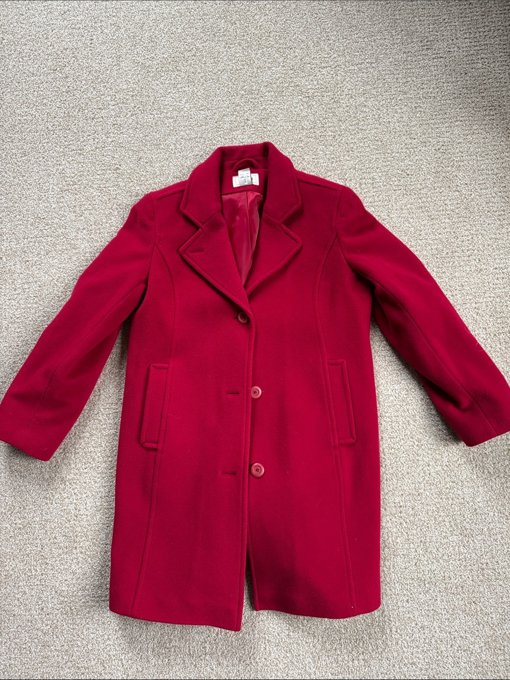 L.L. Bean Women's Crimson Lambswool Pea Coat